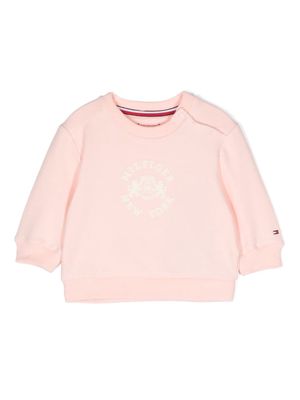 Tommy Hilfiger Junior flocked-logo cotton sweatshirt - Pink