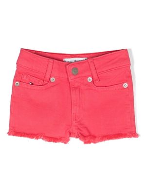 Tommy Hilfiger Junior frayed-hem denim shorts - Pink