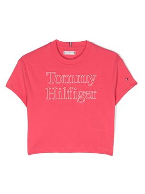 Tommy Hilfiger Junior front embroidered-logo T-shirt - Pink