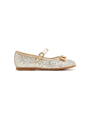 Tommy Hilfiger Junior glitter-detail leather ballerina shoes - Gold