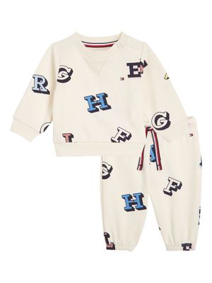 Tommy Hilfiger Junior letter-print jersey tracksuit - White