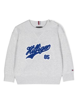 Tommy Hilfiger Junior logo-appliqué cotton jumper - Grey