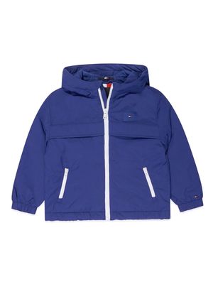Tommy Hilfiger Junior logo-appliqué hooded padded jacket - Blue