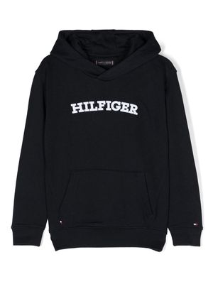 Tommy Hilfiger Junior logo-appliqué jersey hoodie - Blue