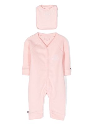 Tommy Hilfiger Junior logo-embroidered cotton babygrow set - Pink