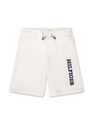Tommy Hilfiger Junior logo-embroidered cotton blend shorts - White