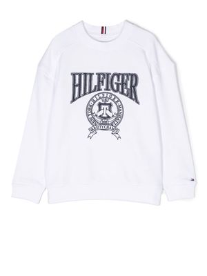 Tommy Hilfiger Junior logo-embroidered cotton-blend sweatshirt - White