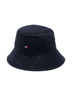Tommy Hilfiger Junior logo-embroidered cotton bucket hat - Blue
