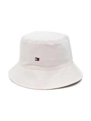 Tommy Hilfiger Junior logo-embroidered cotton bucket hat - White