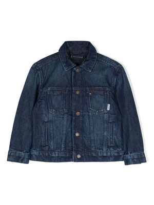 Tommy Hilfiger Junior logo-embroidered cotton denim jacket - Blue