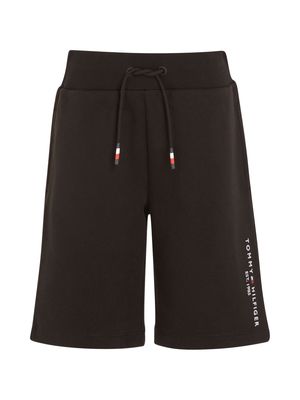 Tommy Hilfiger Junior logo-embroidered cotton track shorts - Black