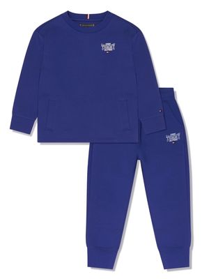 Tommy Hilfiger Junior logo-embroidered crew-neck tracksuit - Blue