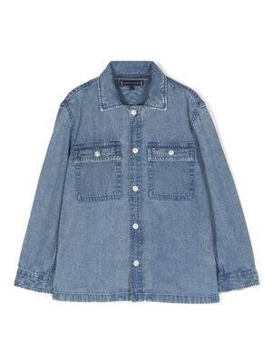 Tommy Hilfiger Junior logo-embroidered denim shirt - Blue