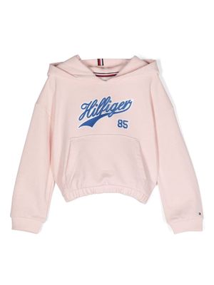 Tommy Hilfiger Junior logo-embroidered jersey hoodie - Pink