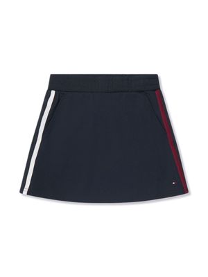 Tommy Hilfiger Junior logo-embroidered mini skirt - Blue