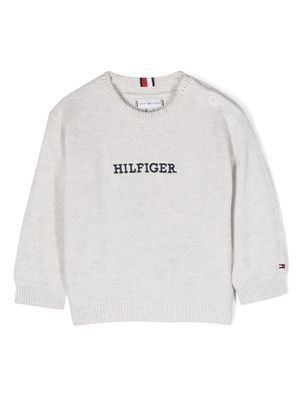Tommy Hilfiger Junior logo-embroidered piqué-weave sweatshirt - Grey