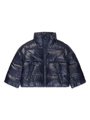 Tommy Hilfiger Junior logo-embroidered puffer jacket - Blue