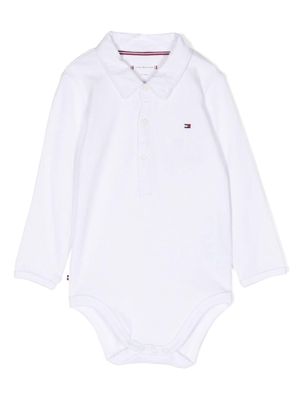 Tommy Hilfiger Junior logo-embroidered ribbed-knit bodysuit - White