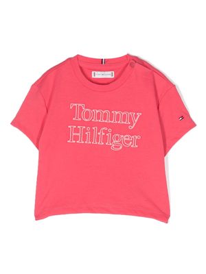 Tommy Hilfiger Junior logo-embroidered short-sleeve T-shirt - Pink