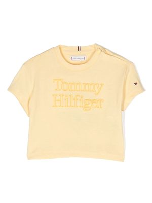 Tommy Hilfiger Junior logo-embroidered short-sleeve T-shirt - Yellow