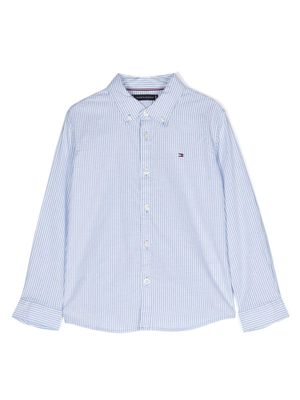 Tommy Hilfiger Junior logo-embroidered striped shirt - Blue