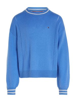 Tommy Hilfiger Junior logo-embroidered wool jumper - Blue