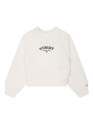 Tommy Hilfiger Junior logo-embroidery cotton-blend sweatshirt - White