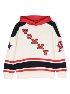 Tommy Hilfiger Junior logo-patch colour-block hoodie - Neutrals