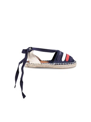 Tommy Hilfiger Junior logo-patch cotton-blend ballerinas - Blue