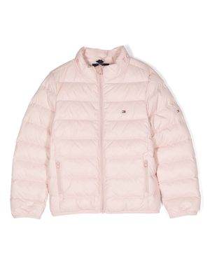 Tommy Hilfiger Junior logo-patch padded jacket - Pink