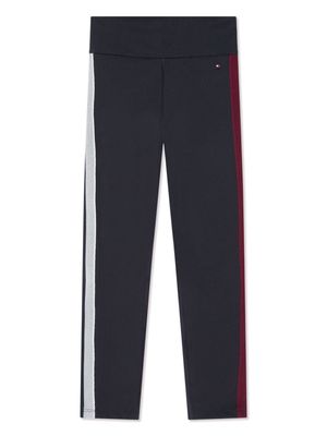 Tommy Hilfiger Junior logo-patch stripe-detailing track pants - Blue