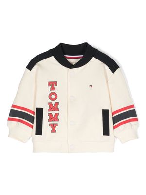 Tommy Hilfiger Junior logo-print bomber jacket - Neutrals