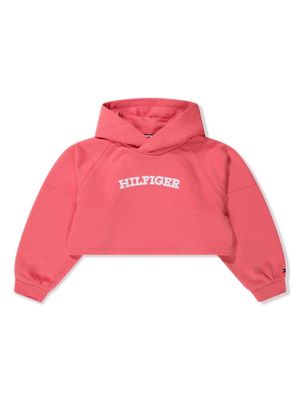 Tommy Hilfiger Junior logo-print cotton blend hoodie - Pink