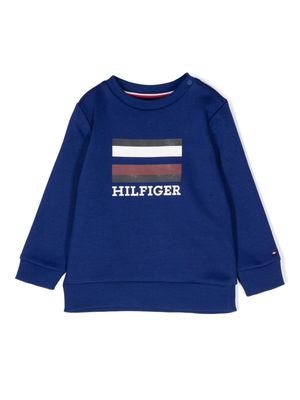 Tommy Hilfiger Junior logo-print cotton-blend sweatshirt - Blue
