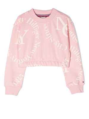 Tommy Hilfiger Junior logo-print crew neck sweatshirt - Pink