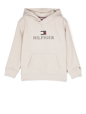 Tommy Hilfiger Junior logo-print long-sleeve hoodie - Neutrals