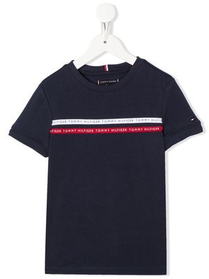Tommy Hilfiger Junior logo-stripe short-sleeve T-shirt - Blue