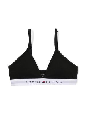 Tommy Hilfiger Junior logo-underband triangle bra - Black