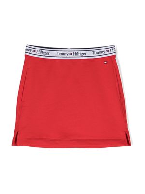 Tommy Hilfiger Junior logo-waistband mini skirt - Red