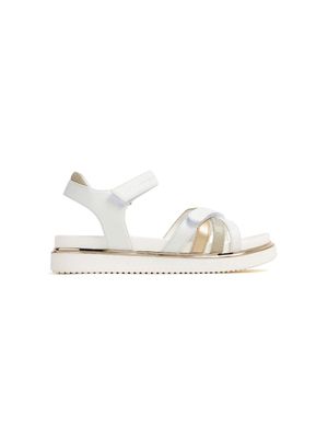 Tommy Hilfiger Junior metallic-effect faux-leather sandals - White