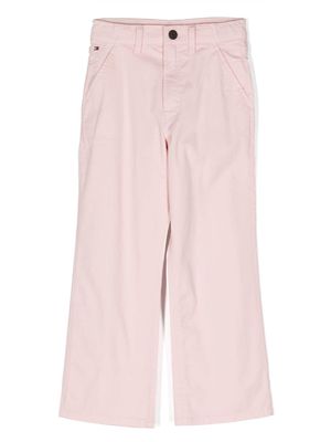 Tommy Hilfiger Junior mid-rise logo-embroidered straight-leg trousers - Pink