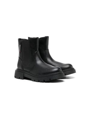 Tommy Hilfiger Junior round-toe leather Chelsea boots - Black