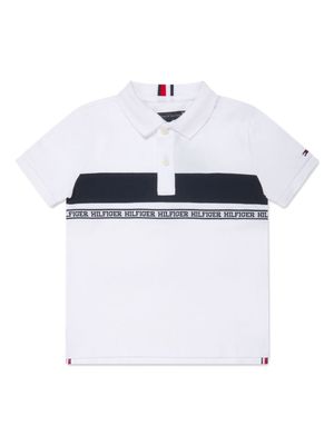 Tommy Hilfiger Junior stripe-detail cotton polo shirt - White