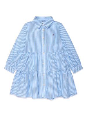 Tommy Hilfiger Junior stripe-print ruffled shirtdress - Blue