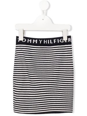 Tommy Hilfiger Junior striped ribbed-knit skirt - White