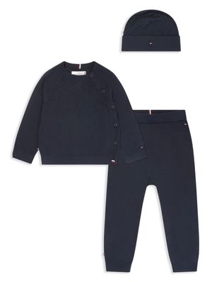 Tommy Hilfiger Junior TH monogram fine-knit babygrow set - Blue