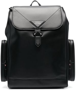 Tommy Hilfiger leather foldover-top backpack - Black