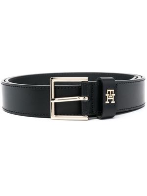 Tommy Hilfiger leather logo-lettering belt - Black