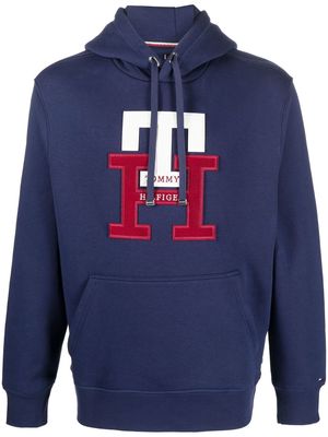 Tommy Hilfiger logo-appliqué cotton-blend hoodie - Blue