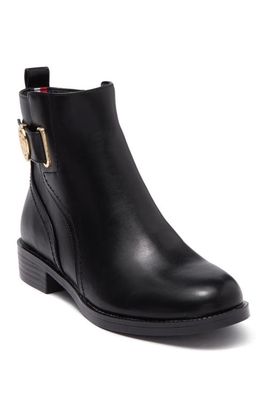 Tommy Hilfiger Logo Buckle Ankle Boot in Black